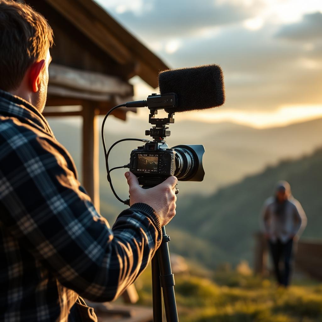 Videograf ROA filmând în Apuseni la apus