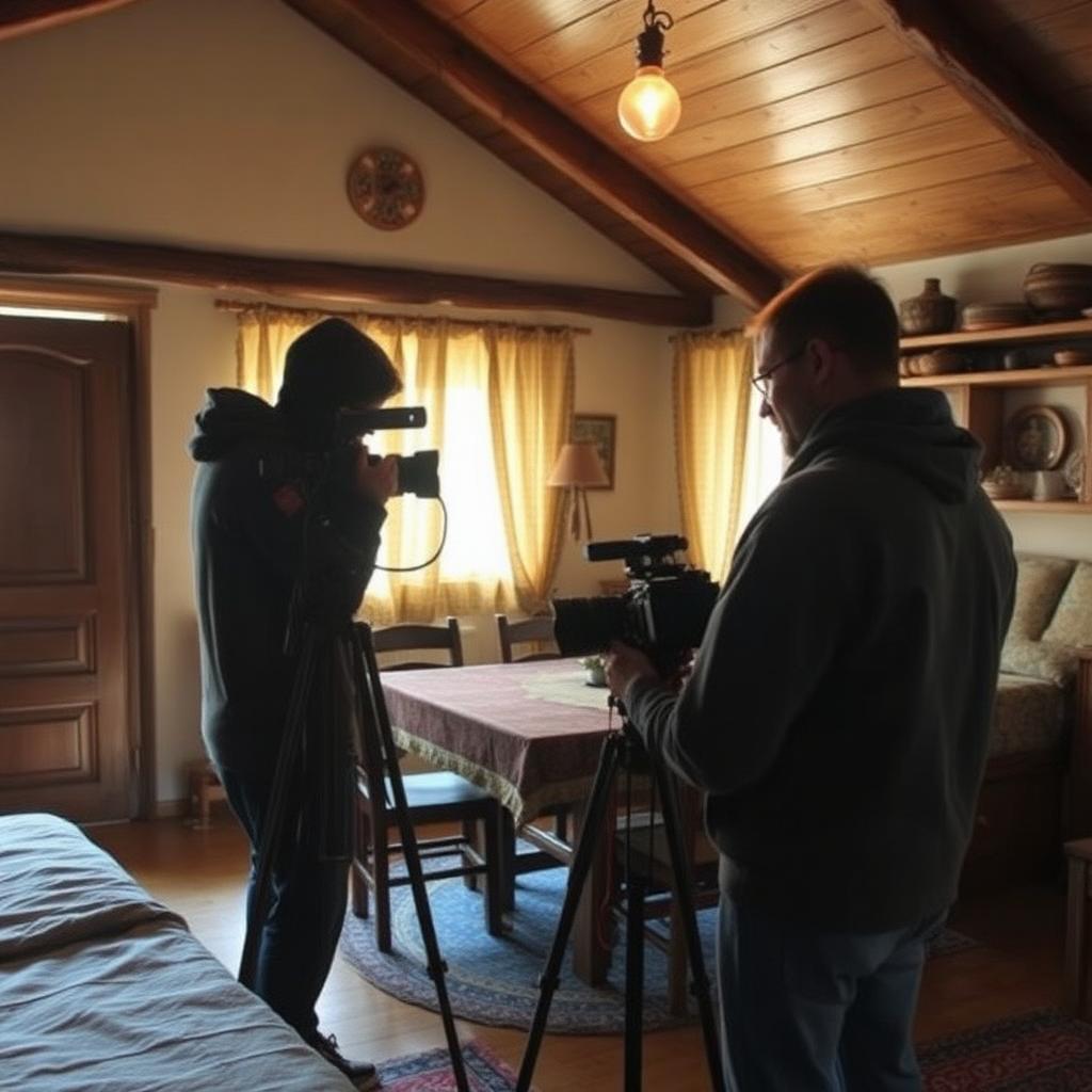 Echipa ROA filmând la o pensiune montană